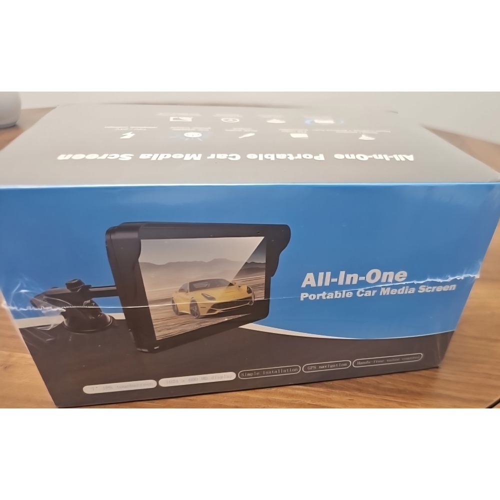 7"  Portable Car Media Screen – Wireless CarPlay‎ + Android Auto, WiFi, FM, AUX